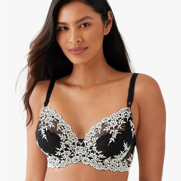 Wacoal 65191 Wacoal Women's Embrace Lace Bra Black and White Bra Size 36DD - Picture 1 of 7